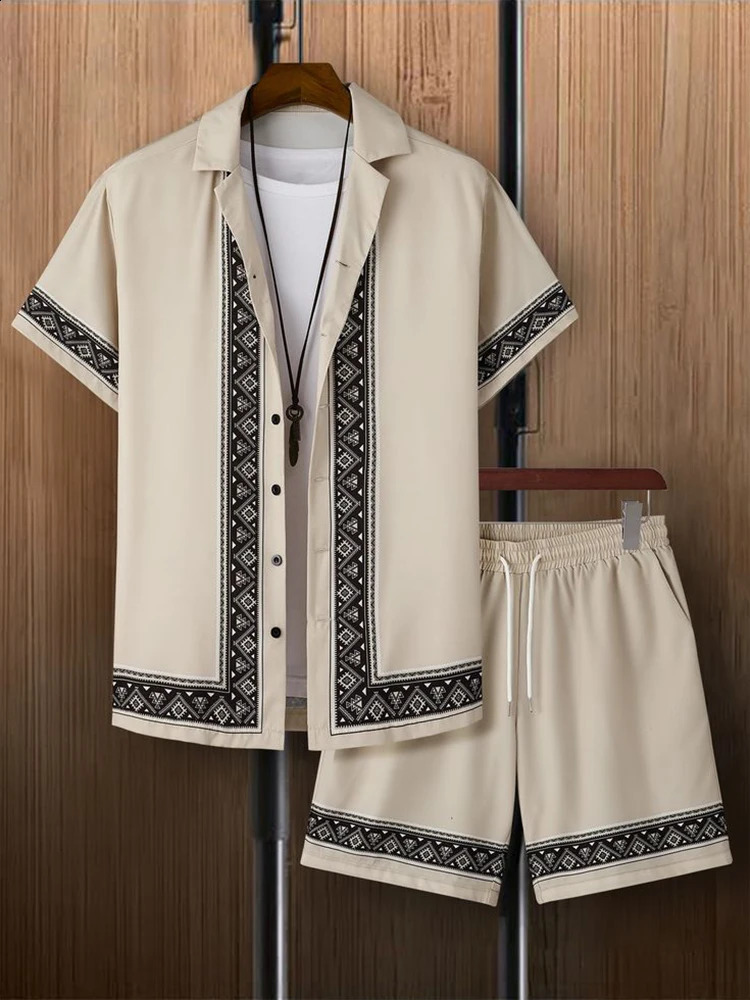 Everyday Fashion Mens Shortsleeved Shirt Summer And Beach Shorts Suit Street Casual 240819