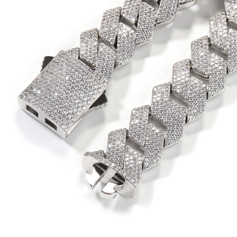 gold cuban k chain for men micro inlaied 4 row bg cz dia 20MM wide spring buckle iced out chains necklace designer prong rock hip hop jewelry woman ch