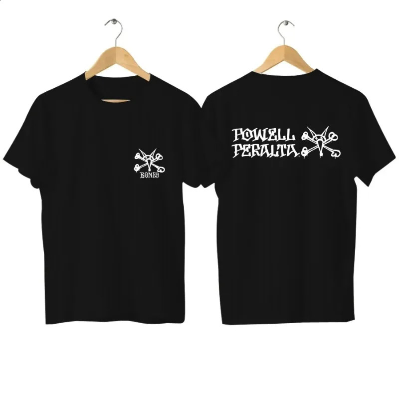 Powell Peralta Bones Skateboarding Printed Mens Tshirt Oneck Short Sleeve High Quality Street Clothing Summer Womens Top 240810