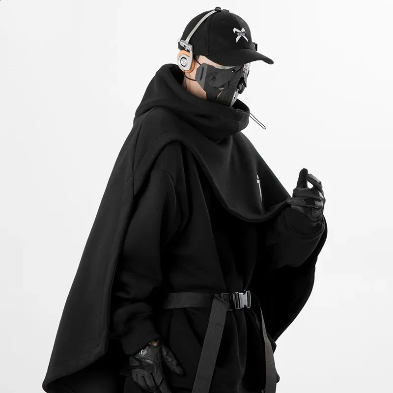Men Womens Hooded Twopiece Illusion Pullover Sweatshirt Poloturtle Neck Mantle Casual Loose Fit Autumnwinter 240824