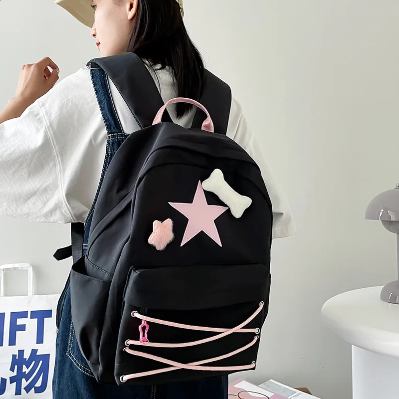 Japanese Y2k s Backapck Kawaii Womens Casual HarajukuTravel Book Bag Trendy Y2k College Student Schoolbags 240806