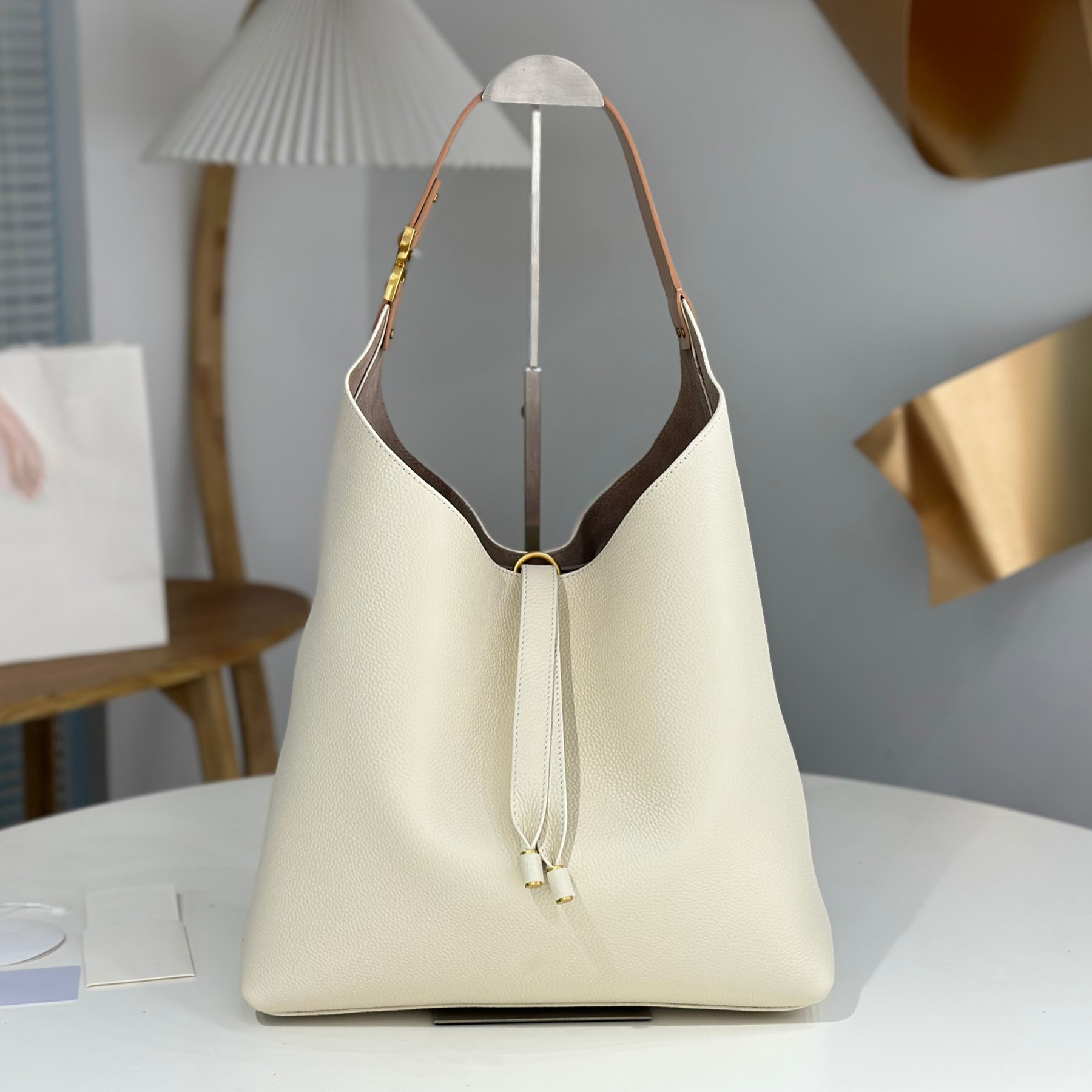 New 10A marcie hobo bag luxury designer women tassel pendant shoulder bag Genuine leather tote fashion black white grained calfskin gold hardware shopping handbag