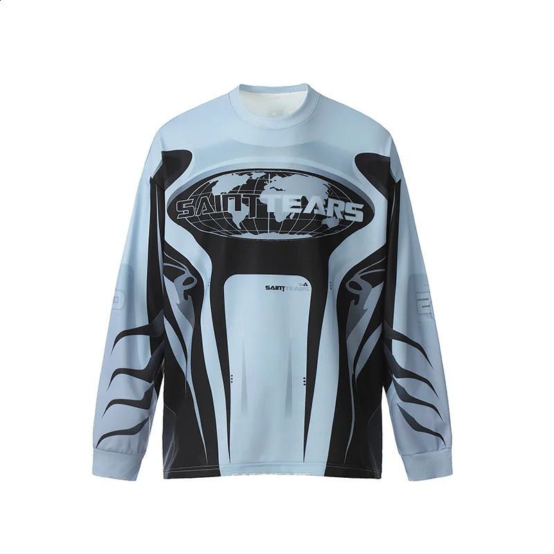 High quality hiphop casual SAINT TEARS long sleeved Tshirt mens loose high street top printing 240810
