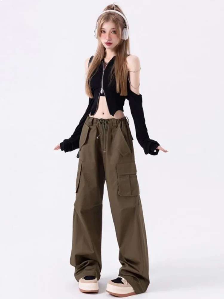 Deeptown Y2k Harajuku Solid Crop Top Women Korean Streetwear Zipper T Shirts Off Shoulder Balck Tees Aesthetic Kpop Cardigans 240810