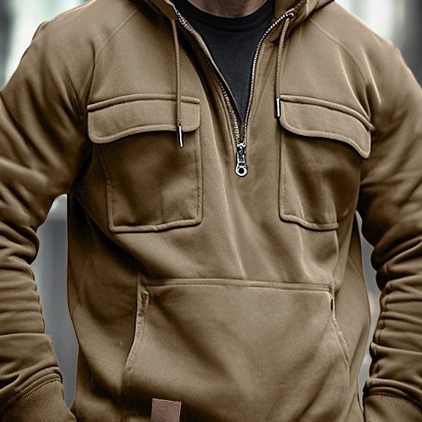 Men's hoodie, youth casual sports, autumn and winter new item, hooded solid color, loose fit