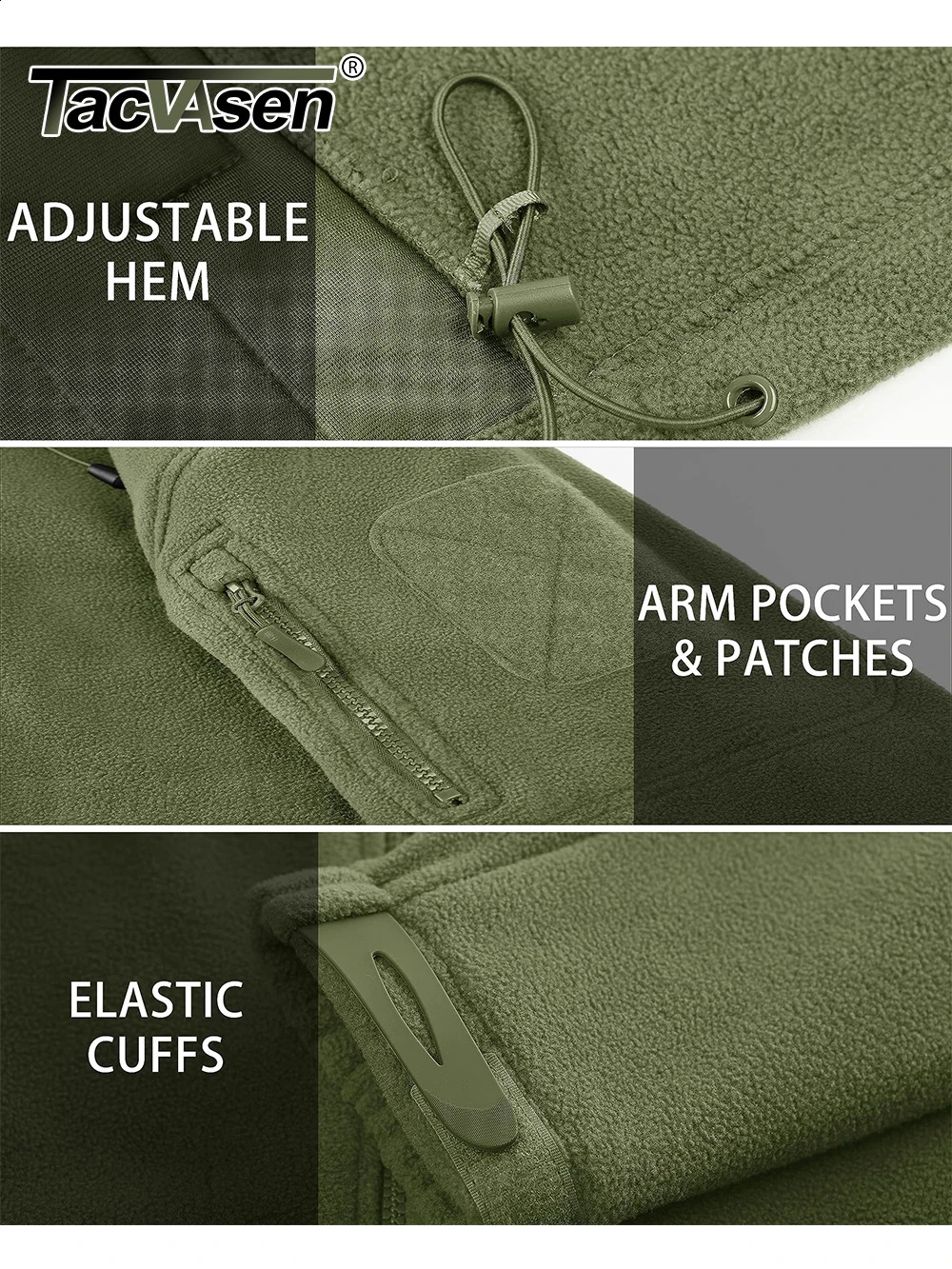 TACVASEN Spring Winter Fleece Jacket With Hoodie Mens Hooded Fleece Jacket Full-Zip Up Outdoor Windproof Hooded Warm Work Coat 240809