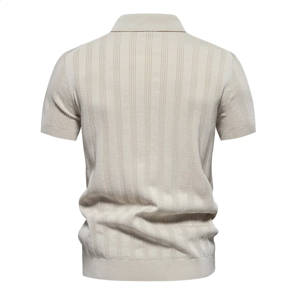 2024 Summer Mens Tshirts High Quality Short Sleeved Lapel Business Casual Knitted Polo Shirt Man Sleeve 240810