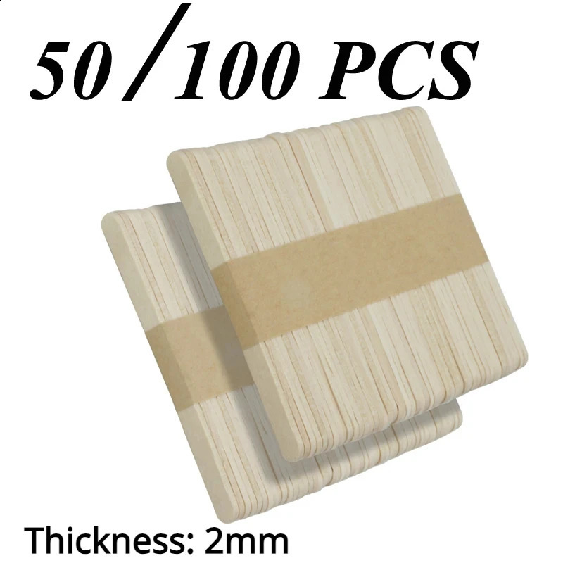 50100pcs Ice Cream Popsicle Sticks Natural Wooden Spoon Hand Crafts Art Lolly Cake Tools 240810