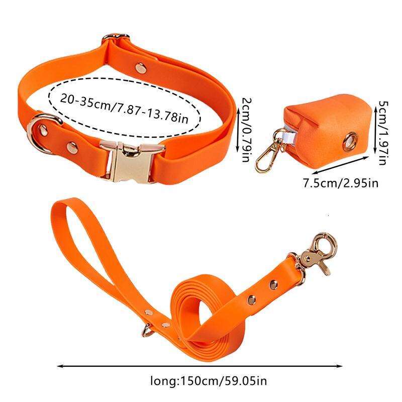 Adjustable Pet Collars Leads Dog Collar And Lead Matching Set With A Poop Bag Holder For Small Medium Pets