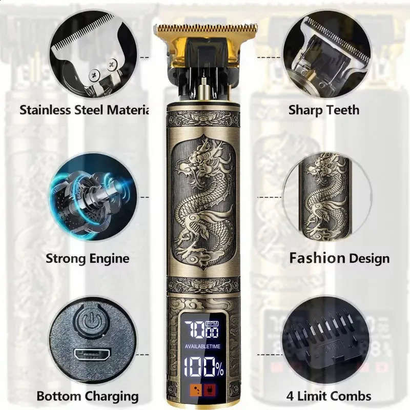 Wireless Usb Rechargeable Men Electric Beard Barber Shop Body Professional Hair Cut Clipper Trimmer Cutter Machine 240806