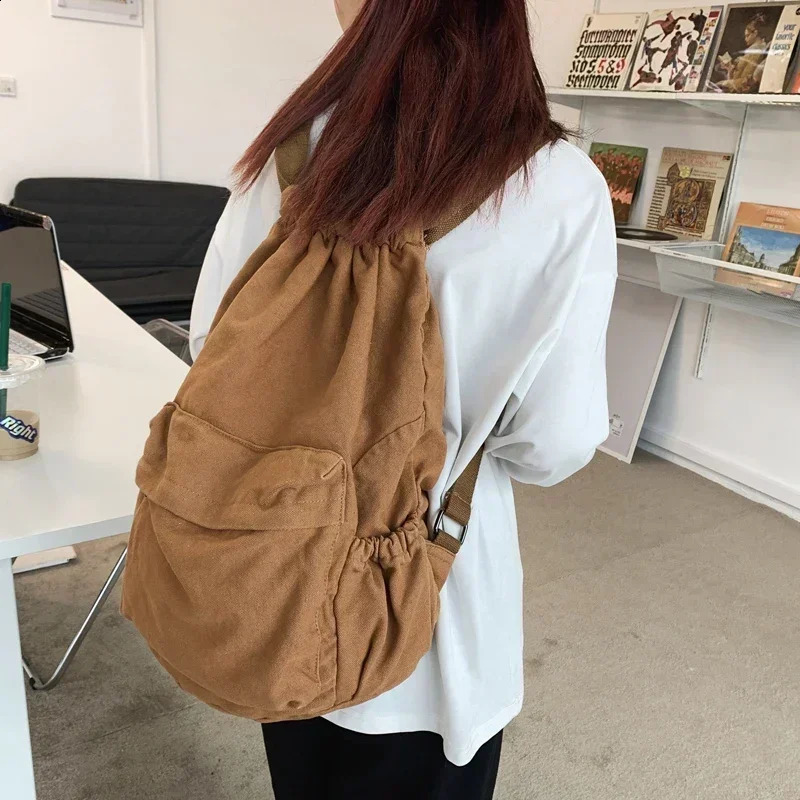 Selling Women Canvas Cute Drawstring Backpack Fashion High Quality Laptop School Bag Cool Travel School Bag Bolsa 240809