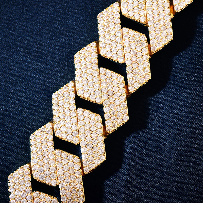 gold cuban link chain for men micro inlaied 4 row bling diamond 20MM wide spring buckle iced out chains necklace designer prong rock hip hop moissanit