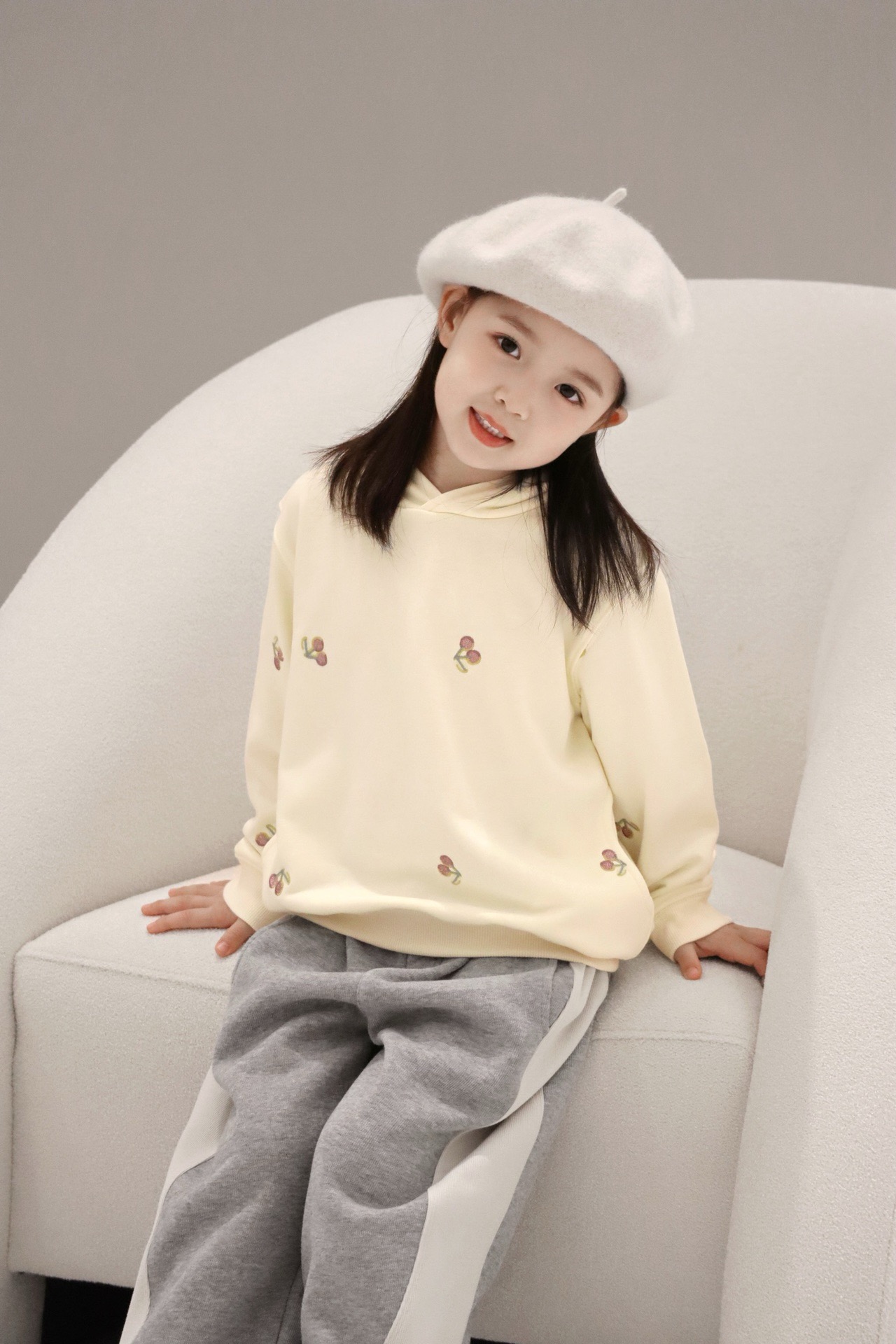 Kids Girl Hoodies Cherry Printed Clothing Fashion Autumn Sports Suit Baby Girls Hooded Hoodie Pink Sweatshirts