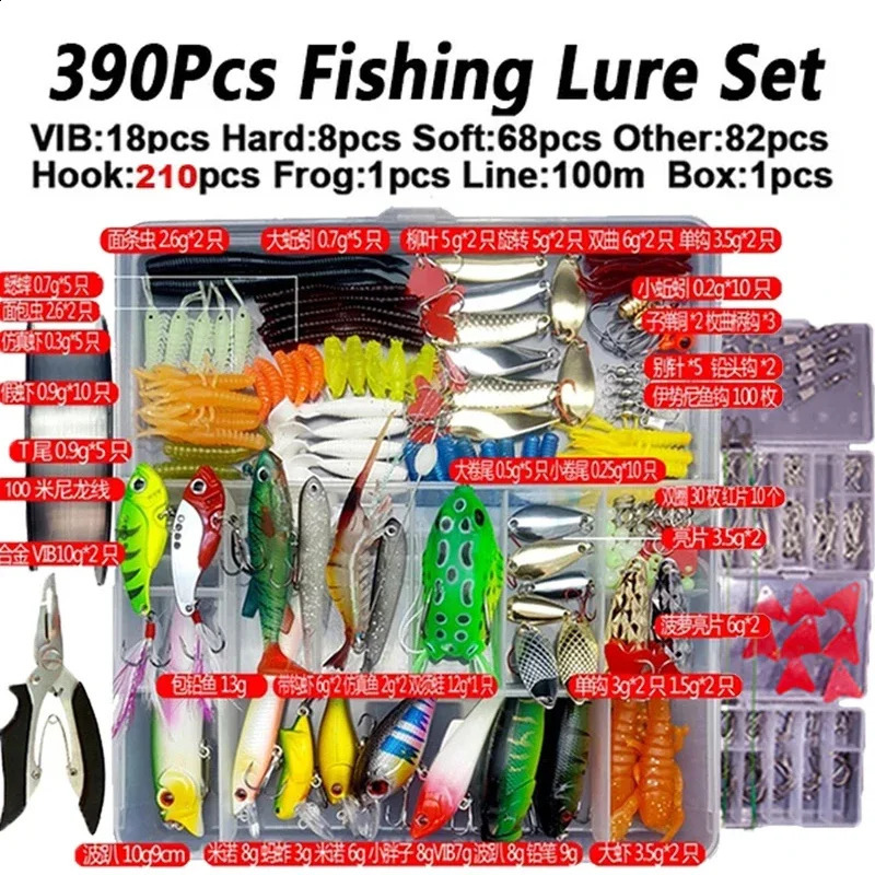 Fishing Lure Kit Soft and Hard Bait Set Gear Layer Minnow Metal Jig Spoon For Bass Pike Crank Tackle Accessories with Box 240808
