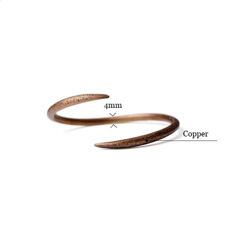 Hand Forged Cuff Solid Copper Bracelet Rustic Metal Do Old Punk Bangle Viking Handmade Jewelry Unisex Couple Lover Accessories 240809