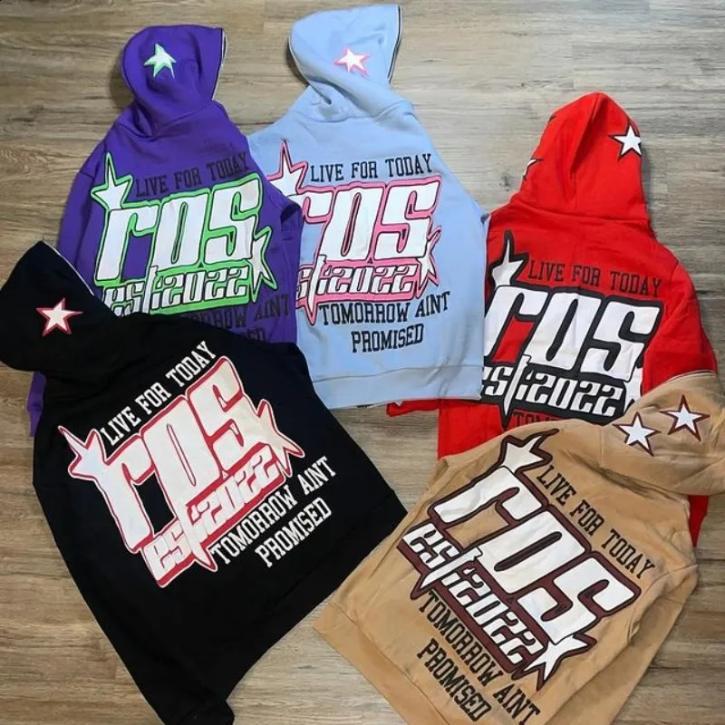 Y2K Letter Printed Hooded Womens AutumnWinter Harajuku Zipper Hooded Sweatshirt Mens Gothic Hip Hop Large Jacket Street Hoodi 240816