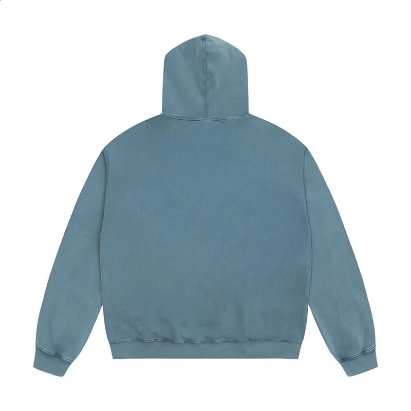 24FW High Quality 100% Cotton Graphics Print Saint Tears Hoodie Hooded Men Women Streetwear Vintage Washed Gray Blue Pullovers 240809