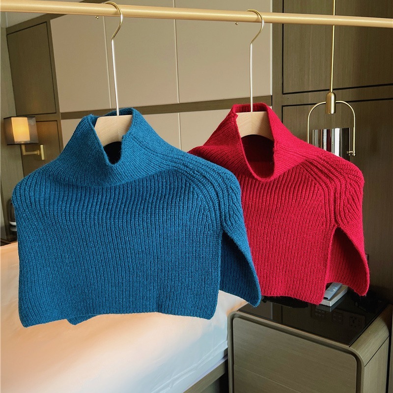 Scarf for Women in Winter New Fashion with Pullover Scarf for Women Solid Color Korean Style Versatile Neck with Wool Knitted Shawl