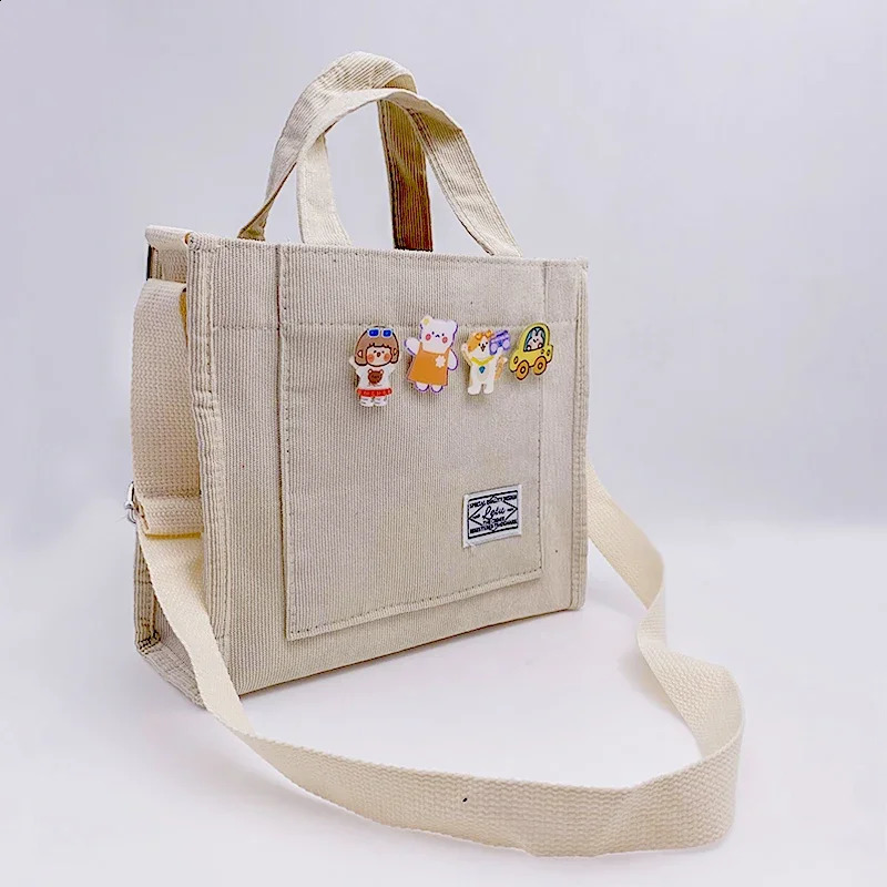 Women Corduroy Zipper Shoulder Bag Small Cotton Canvas Handbag Casual Tote Female Eco Crossbody Vintage Messenger Bags y240816