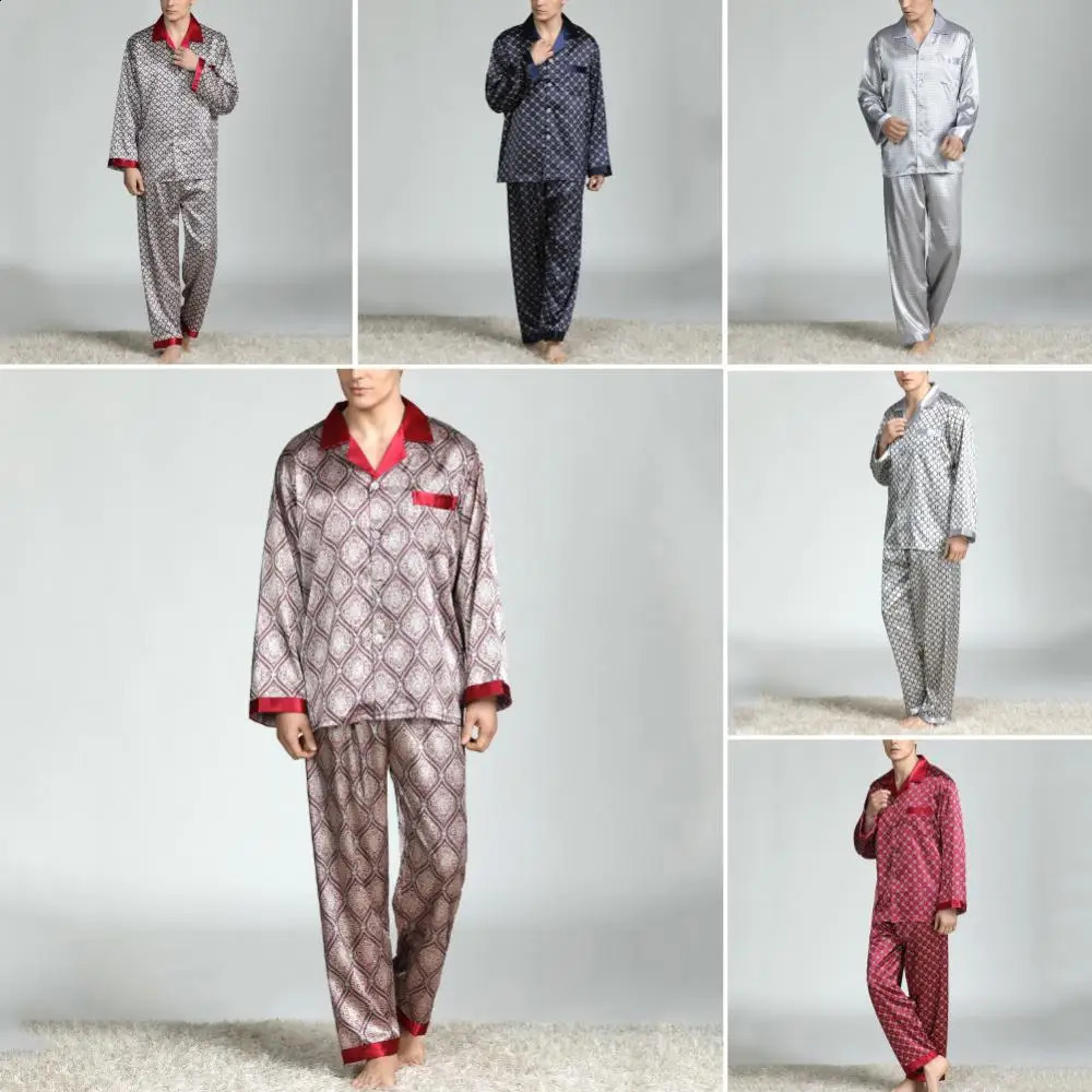 Copy silk pants sleepwear mens summer set 240810