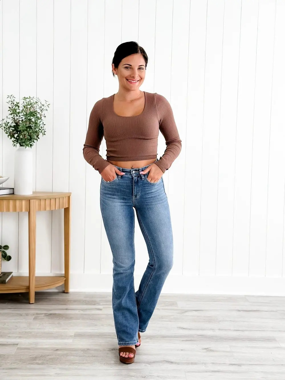 Holy Grail Tummy Control Bootcut Jeans Womens Flared Vintage Stretch Casual High Waist Full Length Slim Wide Leg Streetwear 240810