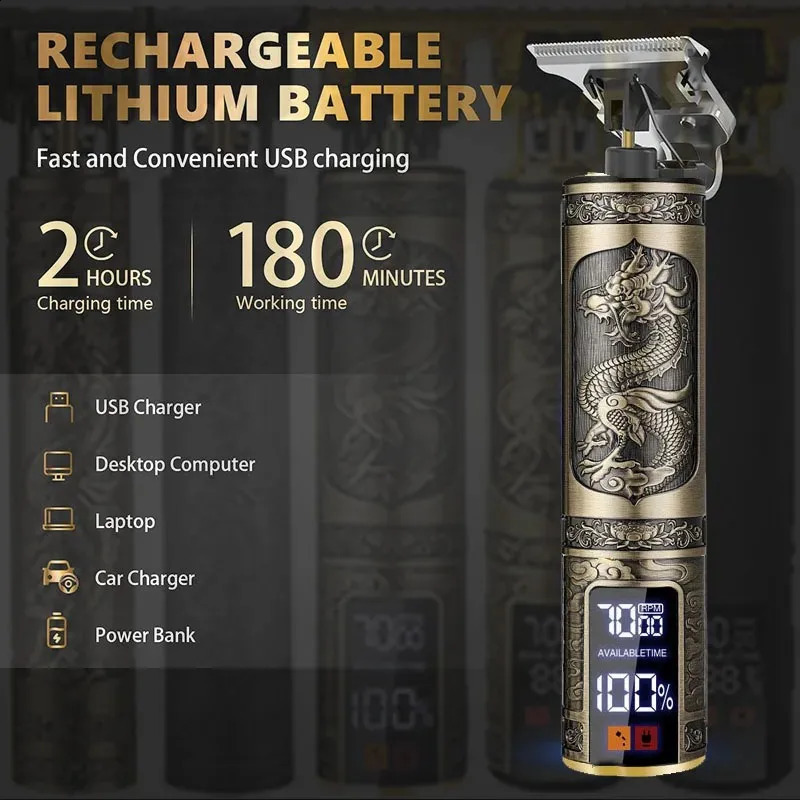 Wireless Usb Rechargeable Men Electric Beard Barber Shop Body Professional Hair Cut Clipper Trimmer Cutter Machine 240806