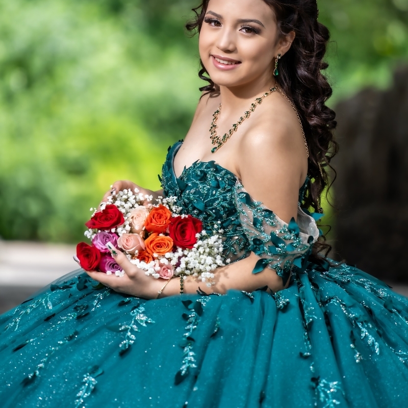 Emerald Green Mexican Quinceanera Ball Gown 2024 Princess Prom Sweet 16 Vestidos De XV Birthday Pageant Dress