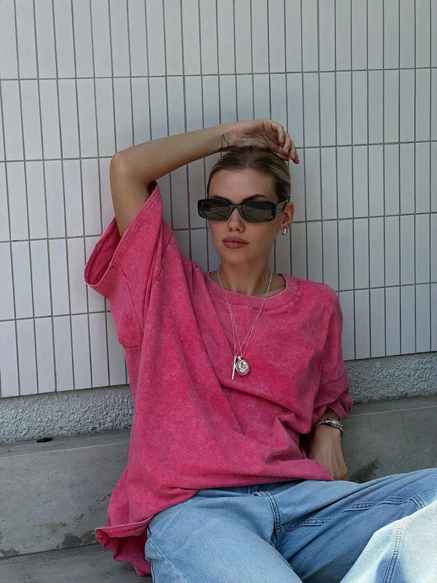 Hirsionsan Y2k 100% Cotton T Shirts Women Summer Vintage Clothes Washed Tees Casual Short Sleeve Basic Female Tops 240810