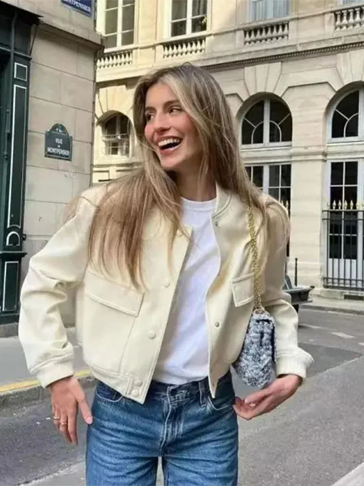 Solid fashion single breasted coat with pockets womens Oneck long sleeves tailored jacket autumn casual business 240808