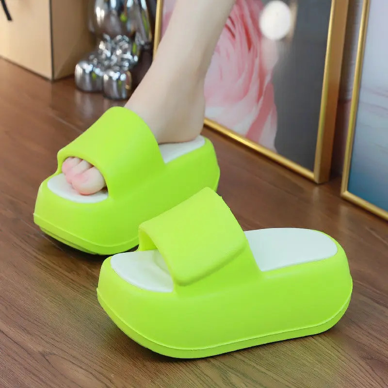 Woman concise slides clogs gothic chunky slippers Fashion high heels slippers womens summer EVA shoes 240809