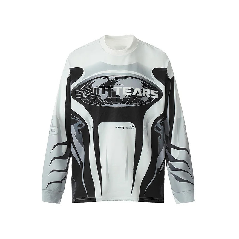 High quality hiphop casual SAINT TEARS long sleeved Tshirt mens loose high street top printing 240810
