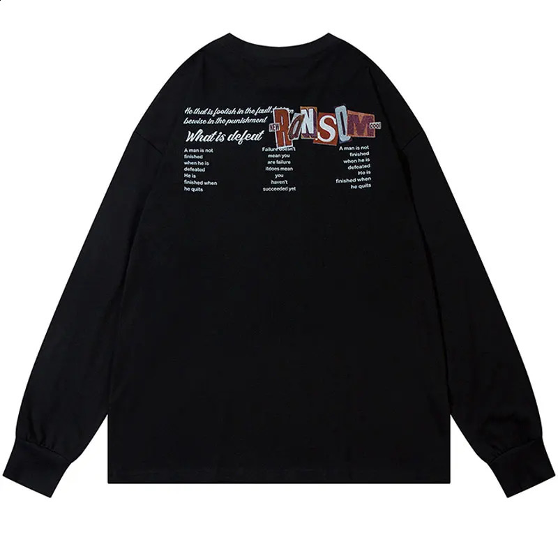Mens ultrafine shirt retro shadow pattern long sleeved Tshirt Harajuku hiphop punk gothic casual cotton Y2K w240824