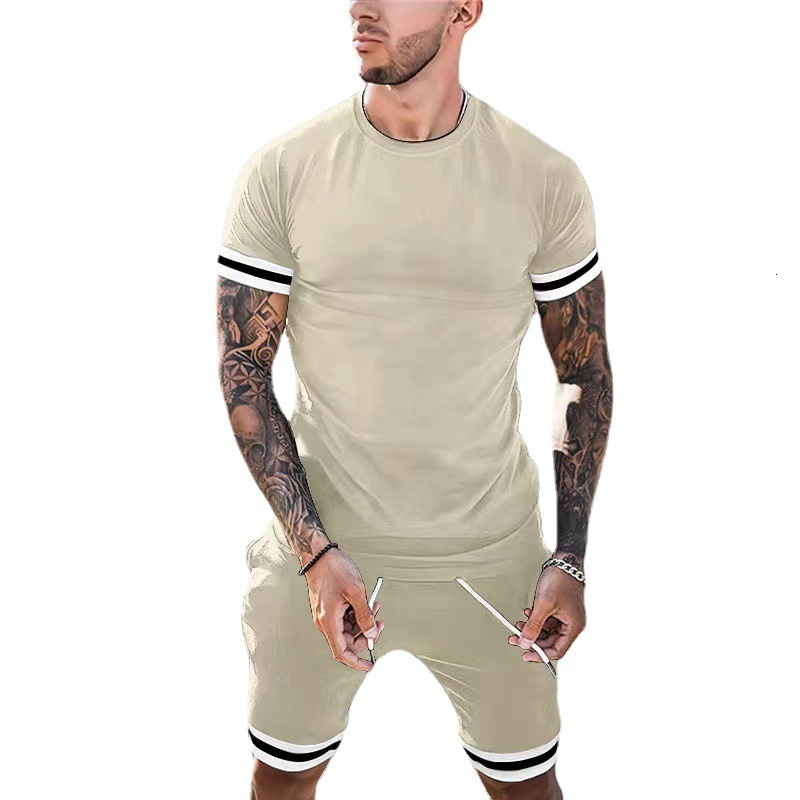 24ss Mens Short-sleeved Shorts Two-piece Sports Casual Youth Suit