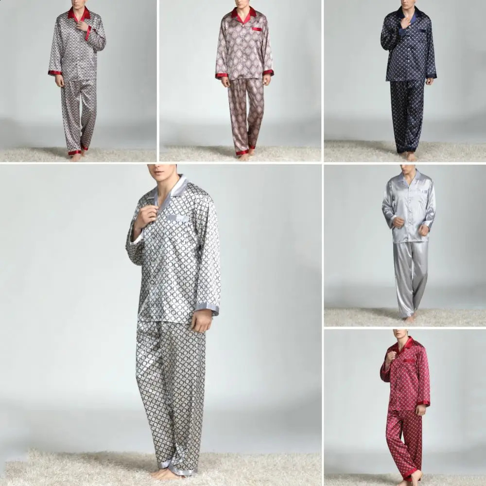 Copy silk pants sleepwear mens summer set 240810
