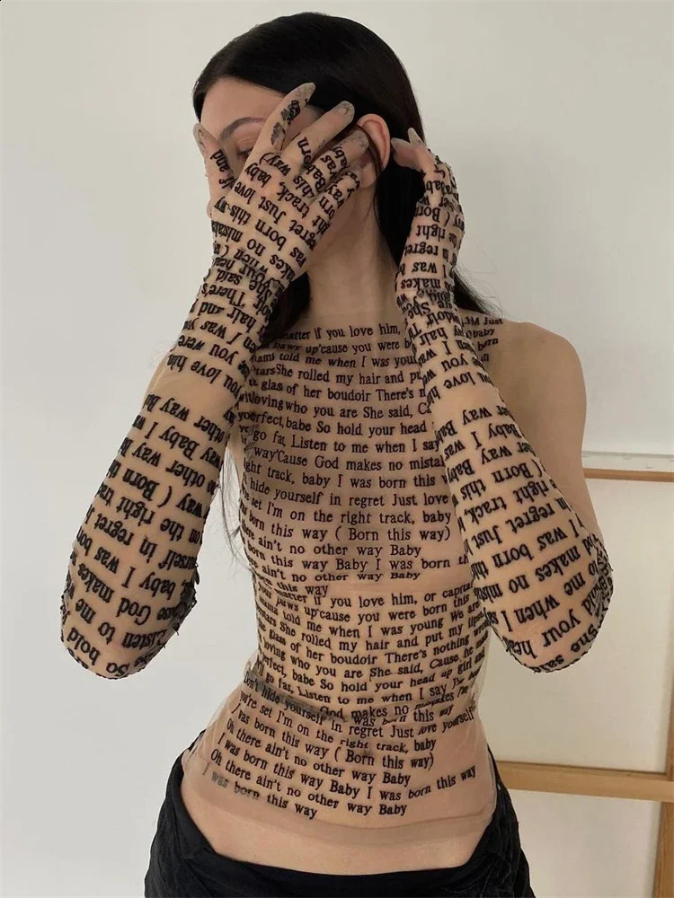 Tossy Sleeveless Printed Slim Top High Waist Patchwork Vintage Figures Print T-shirt For Women Sexy See-Through y2k top 240810
