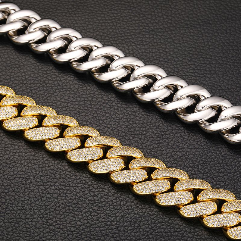Miami Cuban Link Chain for Men Micro Inlaied 4 Row Bling Diamond 20MM Wide Iced Out Chains Necklace Designer Prong Rock Hip Hop 18K Gold Moissanite Je