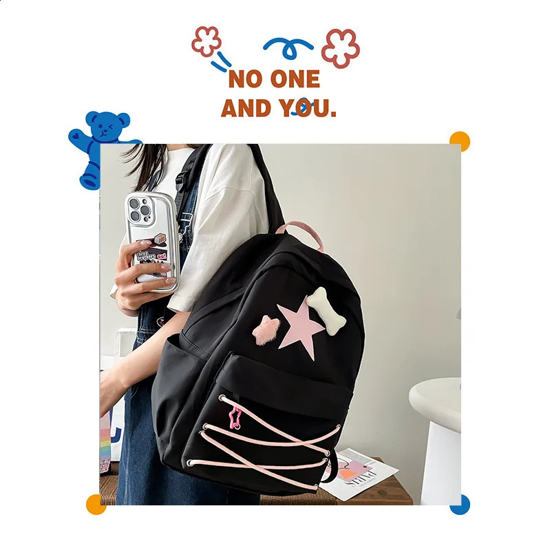 Japanese Y2k s Backapck Kawaii Womens Casual HarajukuTravel Book Bag Trendy Y2k College Student Schoolbags 240806
