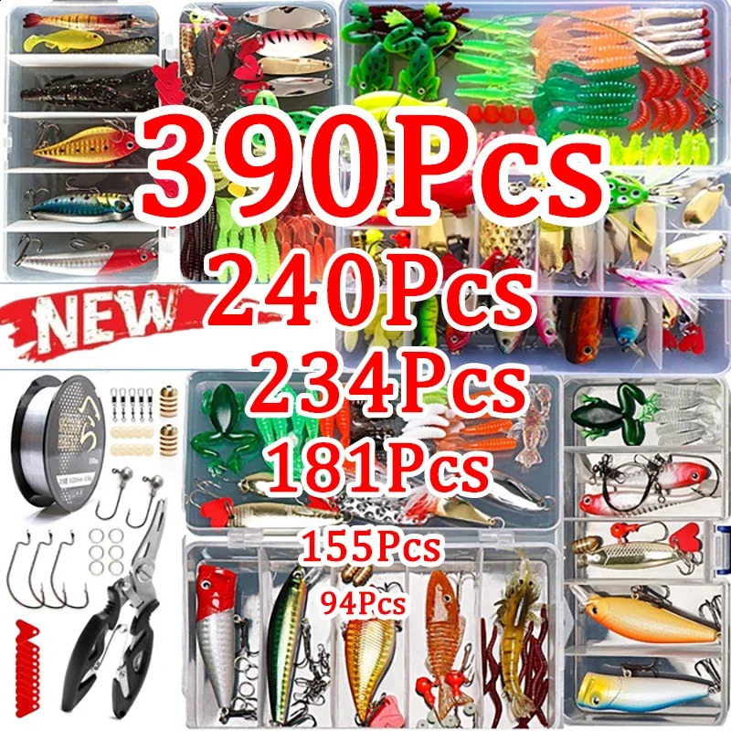 Fishing Lure Kit Soft and Hard Bait Set Gear Layer Minnow Metal Jig Spoon For Bass Pike Crank Tackle Accessories with Box 240808