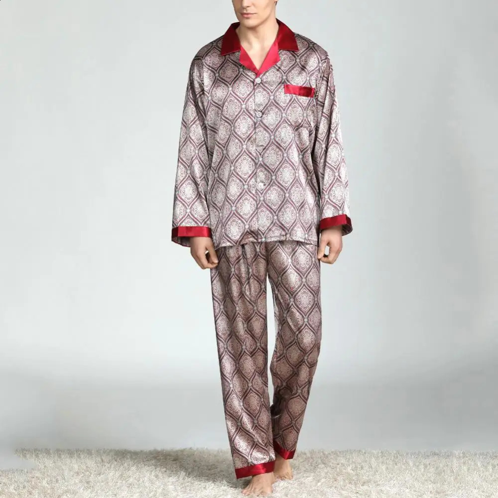 Copy silk pants sleepwear mens summer set 240810