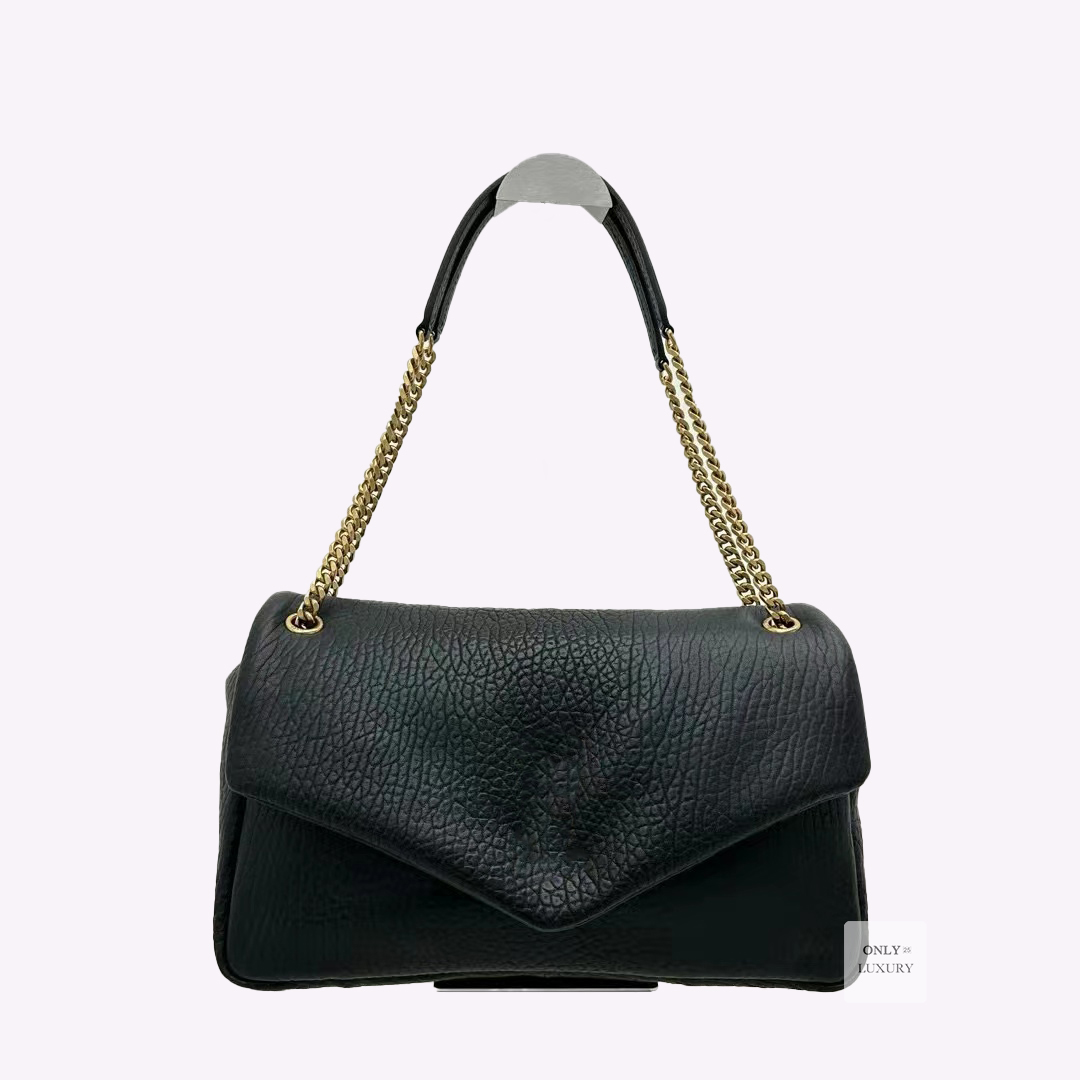 Designer luxury shoulder bag grained messenger bags classic genuine leather handbag envelope gold chain strap lady women crossbody purse wallet mirror quality