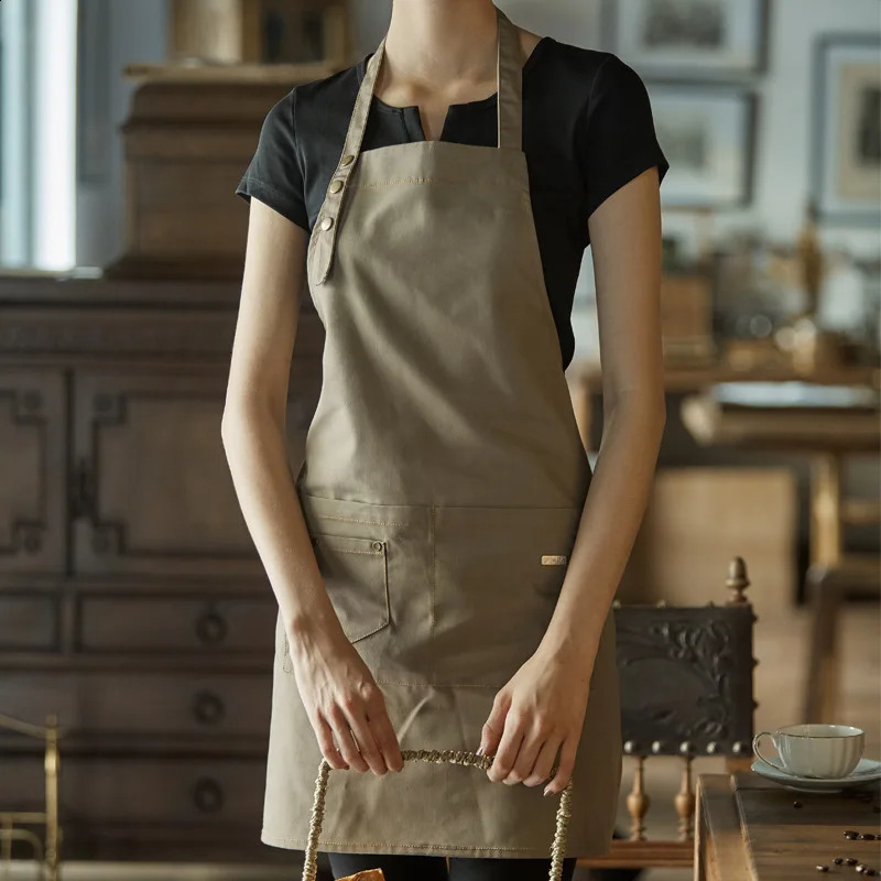 Custom Company Shop Kitchen Aprons For Woman Men Chef Work Grill Restaurant Bar Cafes Beauty Nails Studios Uniform 240810
