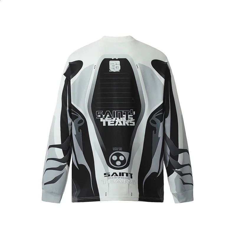 High quality hiphop casual SAINT TEARS long sleeved Tshirt mens loose high street top printing 240810