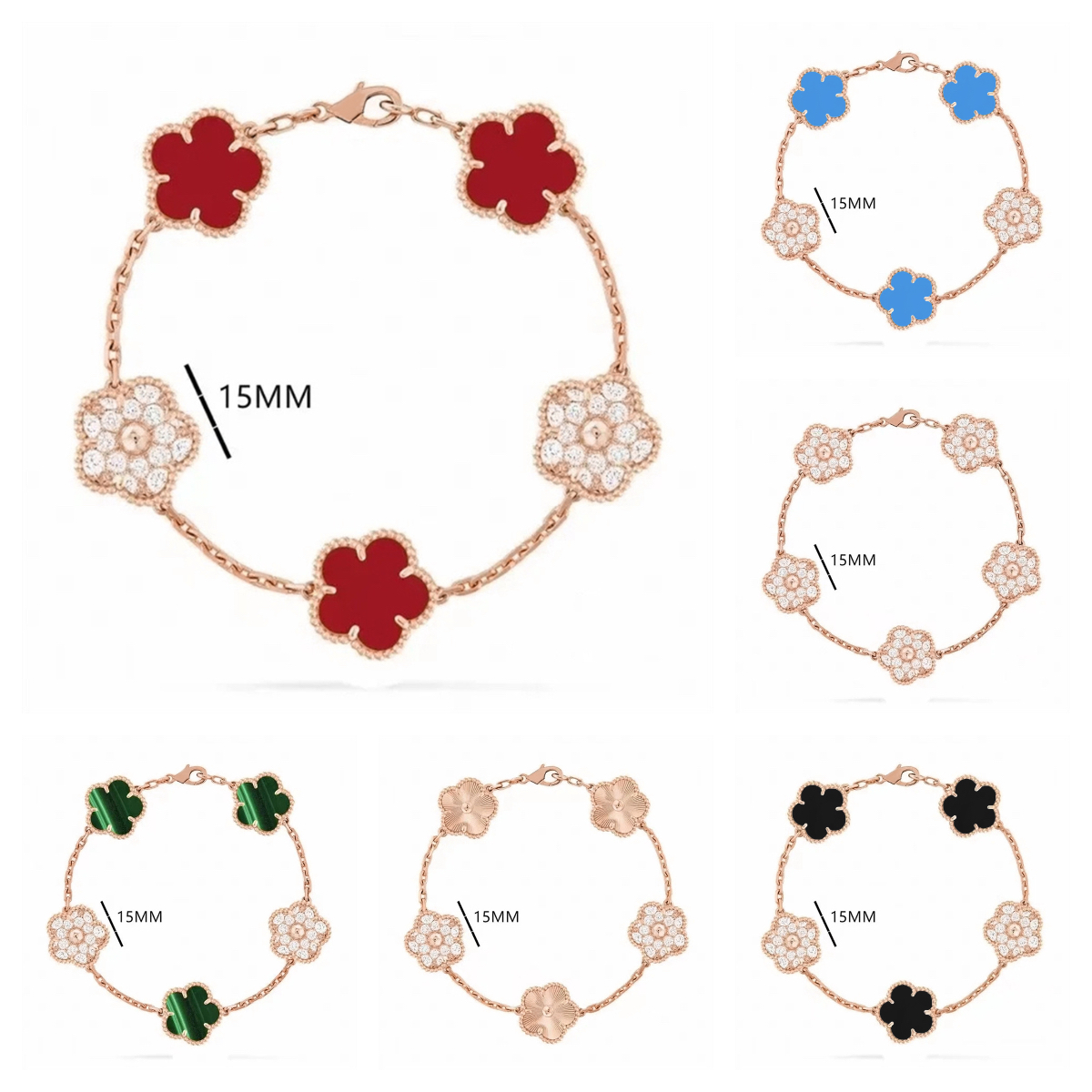 clover bracelet luxury jewelry woman designer bracelet women rose gold stainless steel diamond jewelry charm bracelet 5 flowers lucky bracelets brand jewelry gift