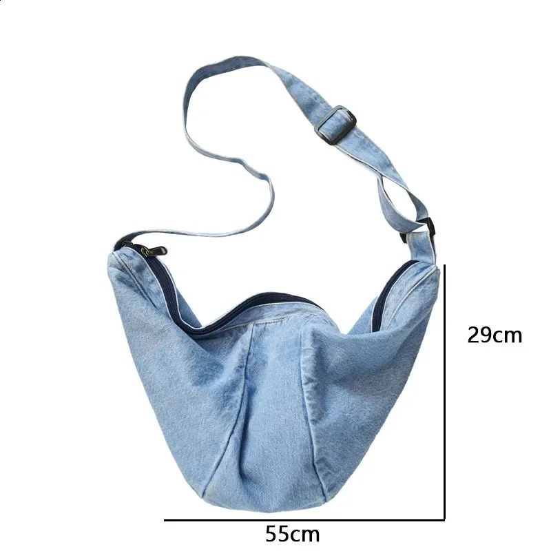 Casual Simplicity Large Shoulder Bag Canvas High Capacity Shopping bag Crossed Body Denim Women Messenger 240813