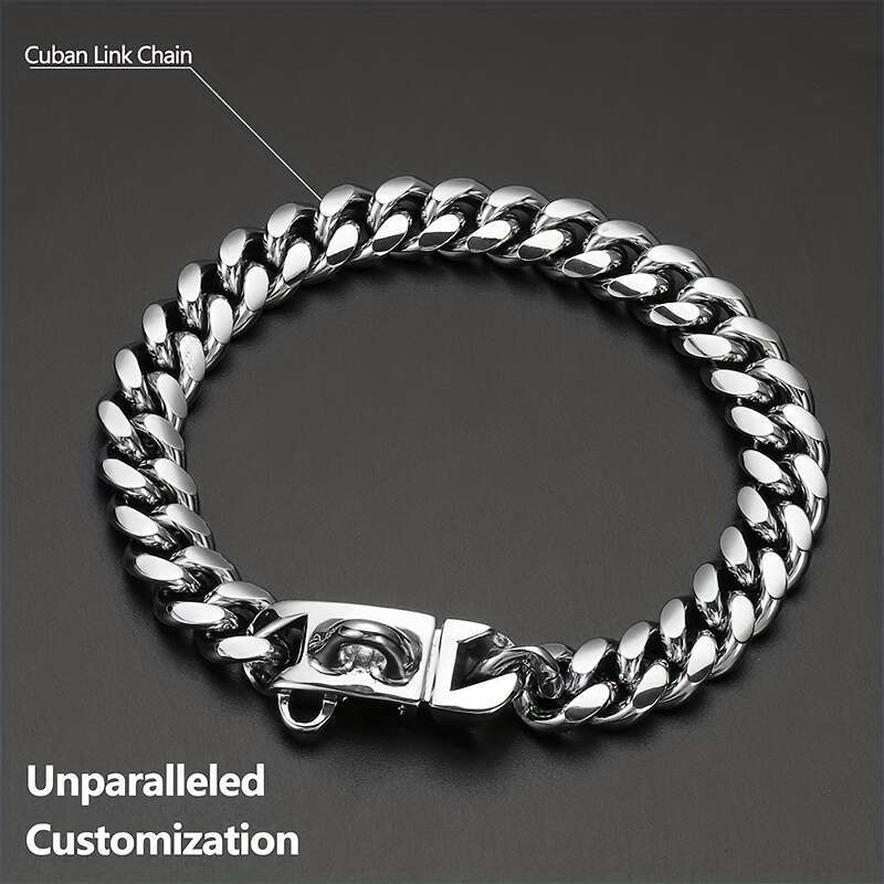 Heavy Duty Waterproof Cuban k Dog Collar with Stainless Steel Buckle - Durable Pet Necklace for Large Breeds