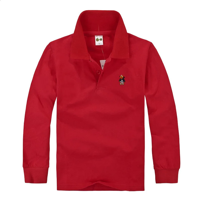 Kids Polo Shirts Fashoin Breathable Spring Autumn Boys And Girls Tops Tees Long Sleeve Solid Color Children Clothes 3-14Y 240810