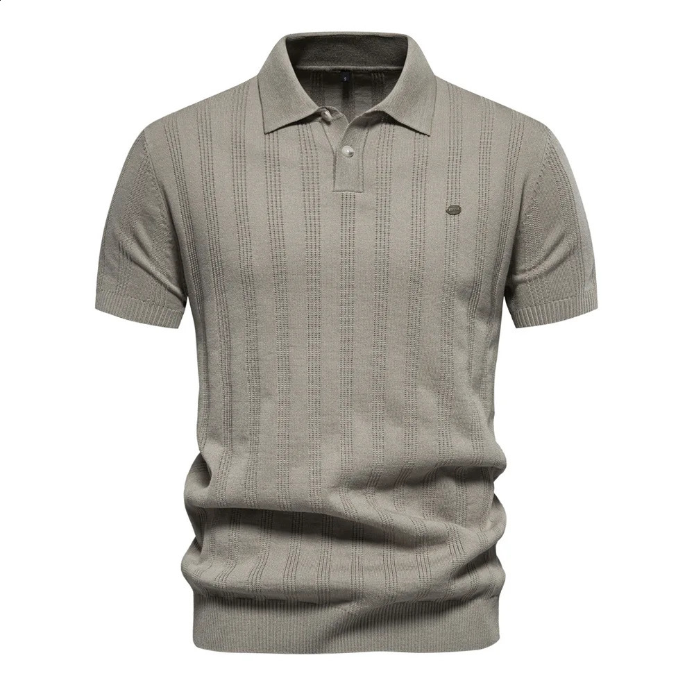 2024 Summer Mens Tshirts High Quality Short Sleeved Lapel Business Casual Knitted Polo Shirt Man Sleeve 240810