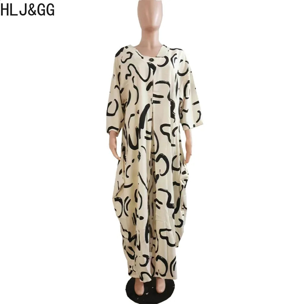 HLJ GG Women African Print 2 Piece Set Outfit Casual V Neck Short Sleeve Long Slit Tops And Caftans Wide Leg Pants Clothes 240810