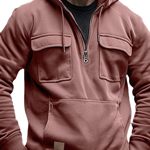 Men's hoodie, youth casual sports, autumn and winter new item, hooded solid color, loose fit