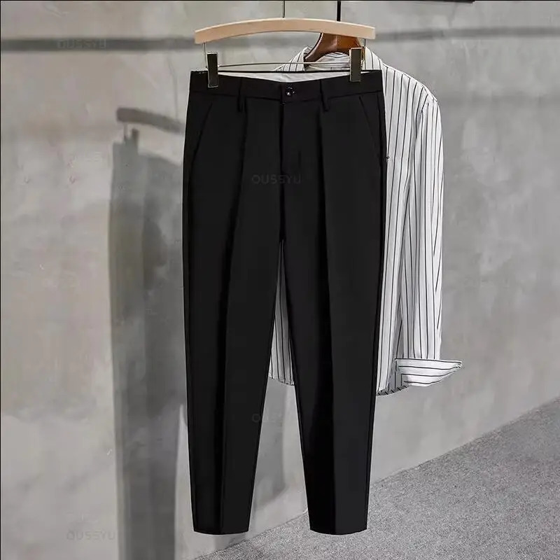 Spring Summer Suit Pants Men Thin Business Classic Grey Black Khaki Straight Korean Formal Trousers Male Plus Size 27-40 42 240810
